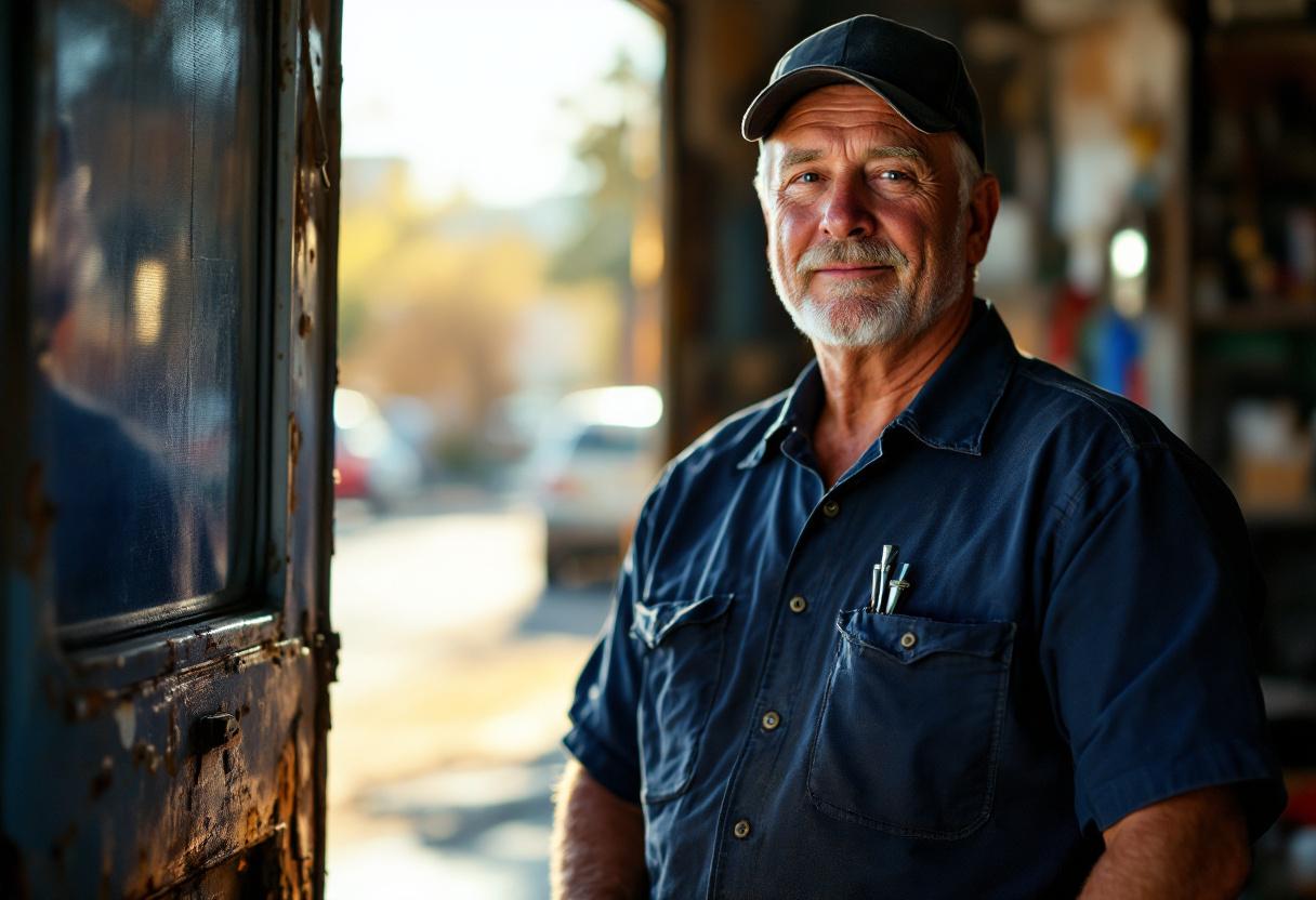 Independent shop owner outside the shop