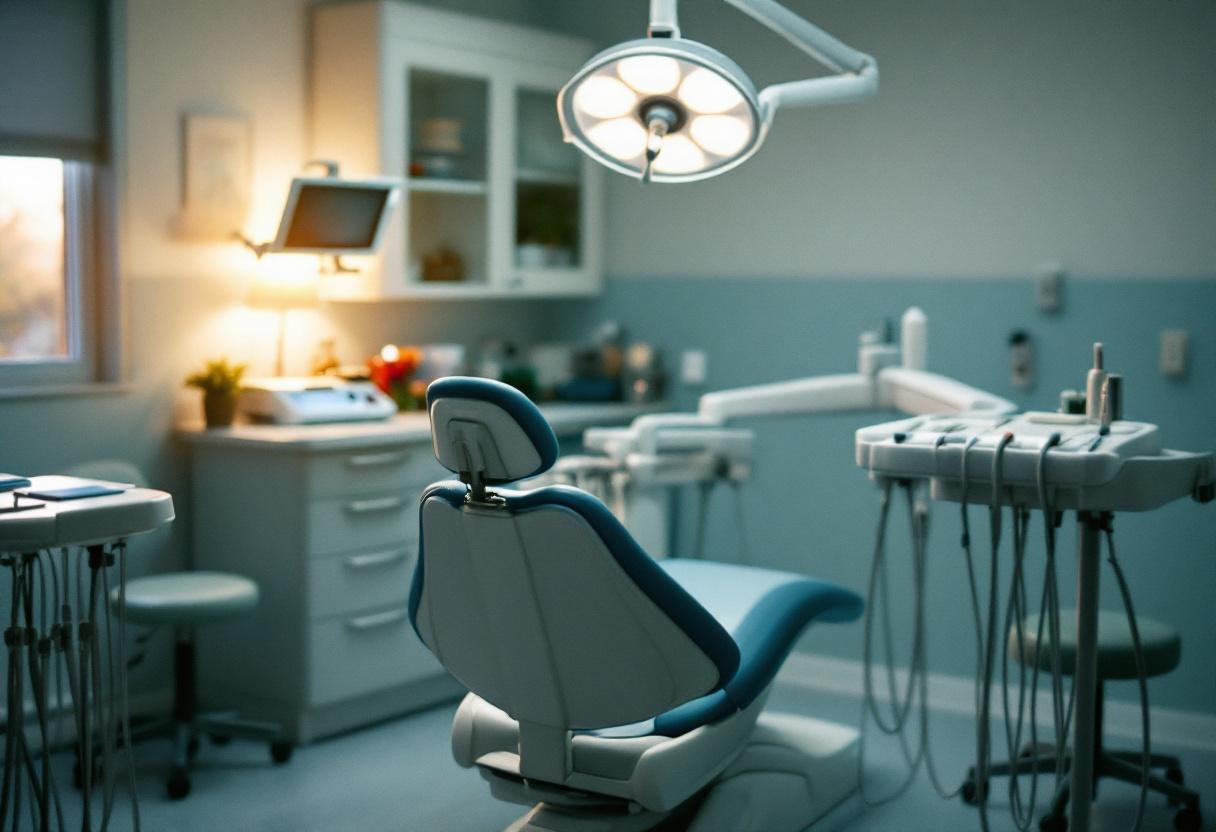 Dental operatory with chair and overhead light