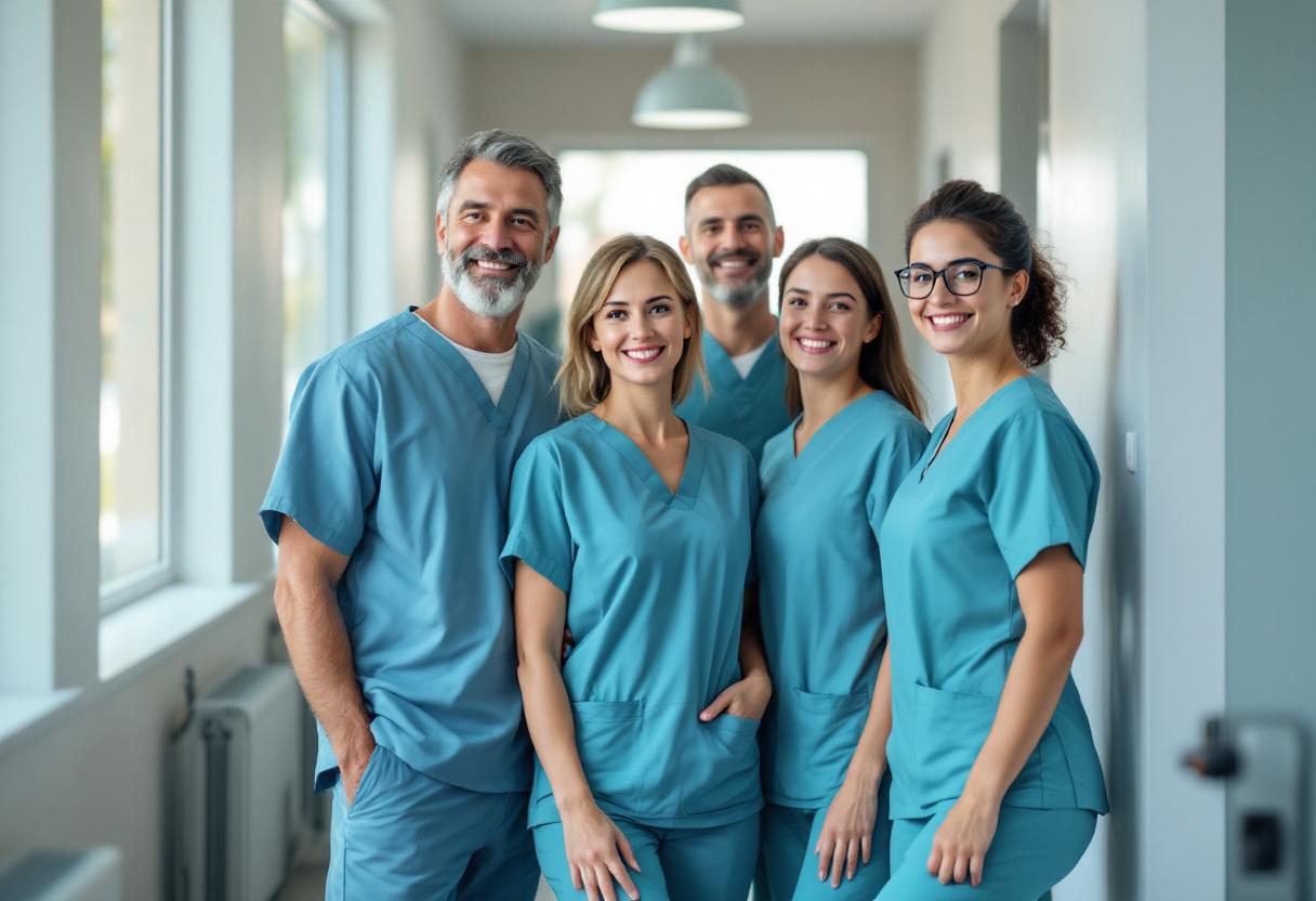 Dental hygienist and assistant working