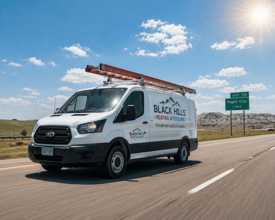 Branded service van on the highway